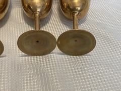 Vintage Gold Tone Metal Wine Goblets Set of 4 Stemmed Barware Glasses