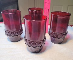 4 HTF Rare TIFFIN FRANCISCAN *MADEIRA RUBY RANCHO* 5 5/8″ FLAT TUMBLERS 1973-74