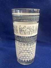 Qty 3 – Vintage Jeanette Glass Patrician Tumblers, Blue and White, 1950s