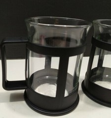 Lot 2 Tea Coffee Glasses bistro Cups black plastic handle
