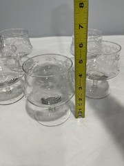 Vintage etched clear seafood cocktail serving snifter glasses set of 5