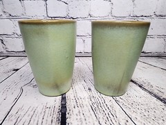 MCM Frankoma 5L Prairie Green Tumbler – Set of two (2) – Ceramic – Oklahoma