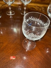 VTG 24 Crystal Glass Set Etched Berry Leaf Wine Goblet Champagne Sherry Portugal