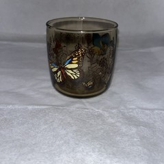 1 Vintage Libbey Anchor Hocking Amber Smoked Butterfly 3″ Juice Glass 1970s