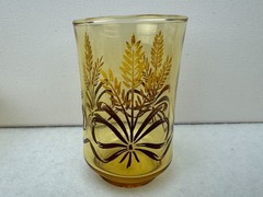 3 Vintage Libbey Juice Glasses Wheat & Ribbon Design Tumblers 3.75″ Tall 6 oz