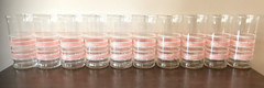 10 Libbey Pink White Sponge Bands Tumblers Lot Vintage Clear Drinking Glasses