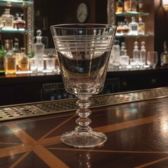 Etched Stripe Cocktail Goblet, Vintage Clear Pressed Stemware, Stacked Ball Stem