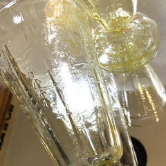 Vintage Anchor Hocking Princess Topaz Yellow Footed Tumbler Glass Set 3 #70