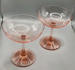 Monique Lhuillier «Blush» Champagne Coupe ULTRA RARE Waterford Crystal Pink Pair