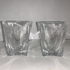 2- Crystal Glasses Etched AFX LOCKHEED FORT WORTH MCDONNELL DOUGLAS NORTHROP