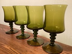 Mid Century “Richmond Green” Italian Wine Goblets by Colony