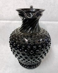 Vintage Black Hobnail Pitcher And Glasses Set