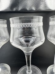Franciscan Tiffin NEEDLE ETCH Optic Panels Brandy Whisky Glasses 1920s Set of 6