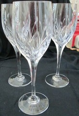 Three (3) Cut, Etched, & Polished 9 1/8″ High Quality, Heavy Crystal Stems