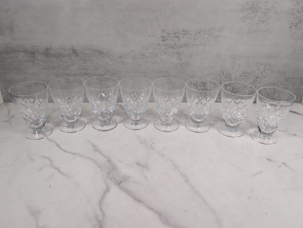 Vintage Stuart Crystal Glengarry Cambridge 4″ Footed Juice Glasses Set of 8