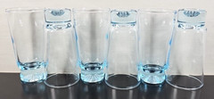 (6) Duz Crystal Star Sapphire 2.5 Oz Tumblers Set Vintage Blue Glasses MCM Lot