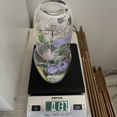 Hand Painted Tumble Up Glass Bedside Carafe & Glass Set Pears, Plum & Grapes