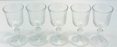 Cordial Stem Glasses Set of 5 Made in France Vintage Clear Decorative Swirl