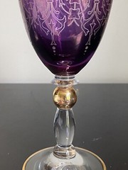 Interglass Italy Purple and Gold Goblet 6.75″ Tall