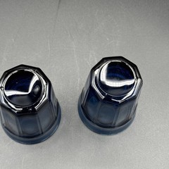 Set Of two Noritake sweet swirl collection paneled midnight blue juice glasses
