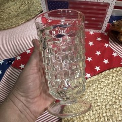 Vintage American Whitehall By Colony Cubist 6” Footed Tea Glass Flare Rim Clear