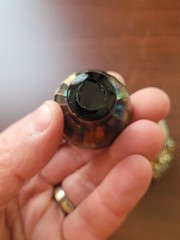 Nice Purple Dugan Carnival Glass Vintage Pattern Perfume Bottle w Stopper