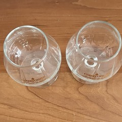 Set Of 2 Courvoisier Cognac Gold Emblem Ribbed Footed Brandy Snifter Glass