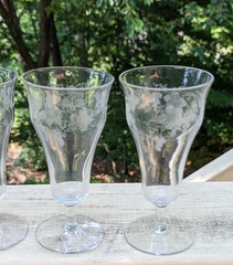 ANTIQUE FOSTORIA NEW VINTAGE GRAPE ETCH #227 STEM 858 5 1/2″ PARFAIT/CHAMPAGNE