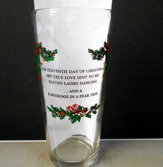 VTG Indiana Glass 12 Days of Christmas 11th Day Glass Tumbler 13 oz ( 6 1/4″ )
