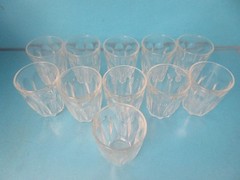LOT OF 10 VETRAVIR ART DECO CLEAR TUMBLERS JUICE GLASSES 3-1/4″ MCM 4 OZ ITALY