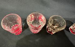 Vintage Culver Gold Tone Metal Shot Glass Caddy 8 Section Caddy W/6 Shot Glasses
