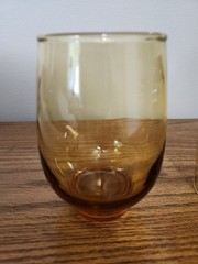 Set of Four Vintage Libbey Gold Amber Tempo Water Wine juice 12 oz Glasses Great