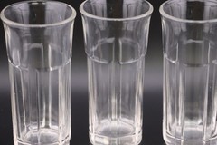 Vintage Huge Lot Of Glass 6 Paneled Heavy Flare Rim Clear Glasses Cups Small