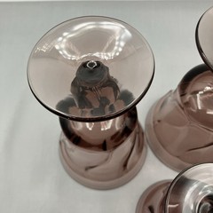 4 Fostoria Jamestown Purple Water Goblets Set Vintage Elegant Swirl Stemware