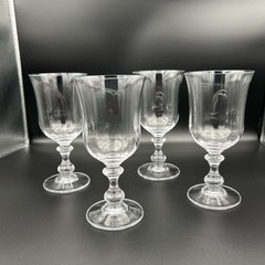 4 NWT Mikasa French Countryside 7-1/2” Crystal Water Goblet Glasses Optic Bowl