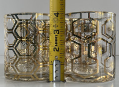 Set of 4 Rosanna Art Deco Double Old Fashioned Gilded Gold Glasses