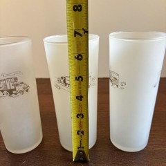 VTG 3 Frosted Tom Collins Glasses w/Gold Trucks Mack/International Trailmobile
