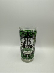Vtg 1960’s Kansas state souvenir drinking glass tumbler Green Floral Unbranded