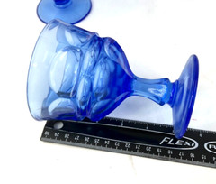 4- Fostoria Champagne/ Tall Sherbert Argus Blue 5 1/8″ Tall