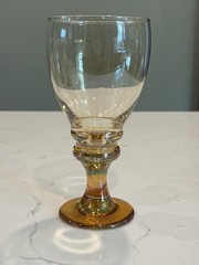 Vintage Libbey Splash Amber Iridescent Glass Goblets Set of 6 Ribbed Stem