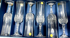 6 Cristal D’Arques Longchamp Lead Crystal Champagne Flutes 14.5cl/4.9oz France