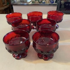 Set Vintage TIFFIN Franciscan Madeira Red Ruby Amberina Glasses Sherbet Dessert
