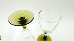 Vintage Set Of 5 Libbey Knob Hill Olive Green Stemmed 4 Oz Glasses 5.5″