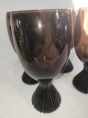 Four (4) LENOX CRYSTAL TEMPO WATER GOBLETS 12oz Nutmeg Brown Glasses