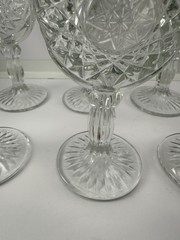 6 Libbey Hobstar Clear Water Goblets Starburst Vintage Heavy Perfect!