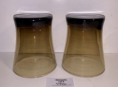 2 Anchor Hocking Linden Smokey Brown Tawny Glass Flared Tumblers Lowball Vintage