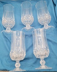 Water /Tea Footed Goblets. Longchamp Cristal D’Arques 5 Pc. Set.