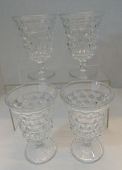 Vtg Set of 4 Fostoria American Clear Goblet Water Drinking Glasses Footed 5 1/2″