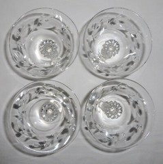 4 – Tiffin 17501 ROSE MARIE Cut Floral Champagne Goblets Sherbet Glasses 5-1/4″