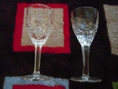 2 NOS VINTAGE CLEAR CUT CRYSTAL CORDIAL GLASS 1-1/2″ DIAMETER X 4-1/8″ HEIGHT 